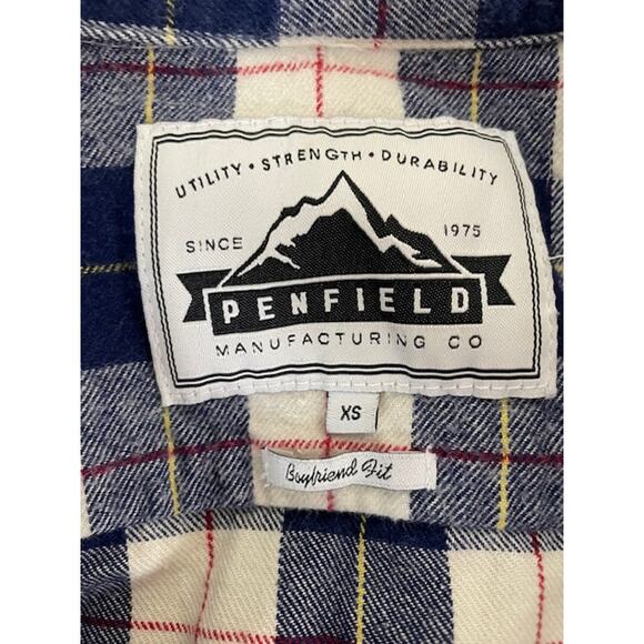 Madewell and Penfield Slim Flannel warm cozy layer white blue red plaid XS (#2) - Picture 8 of 9